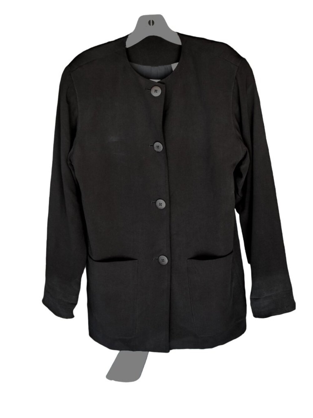 Women'sVintage  Over-Size Dana Buchman Black Silk Button up Jacket W/Pockets  4